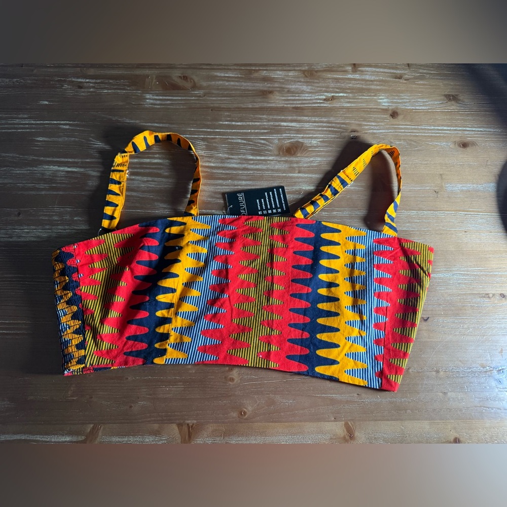 OFUURE Red and Yellow Patterned Crop Top